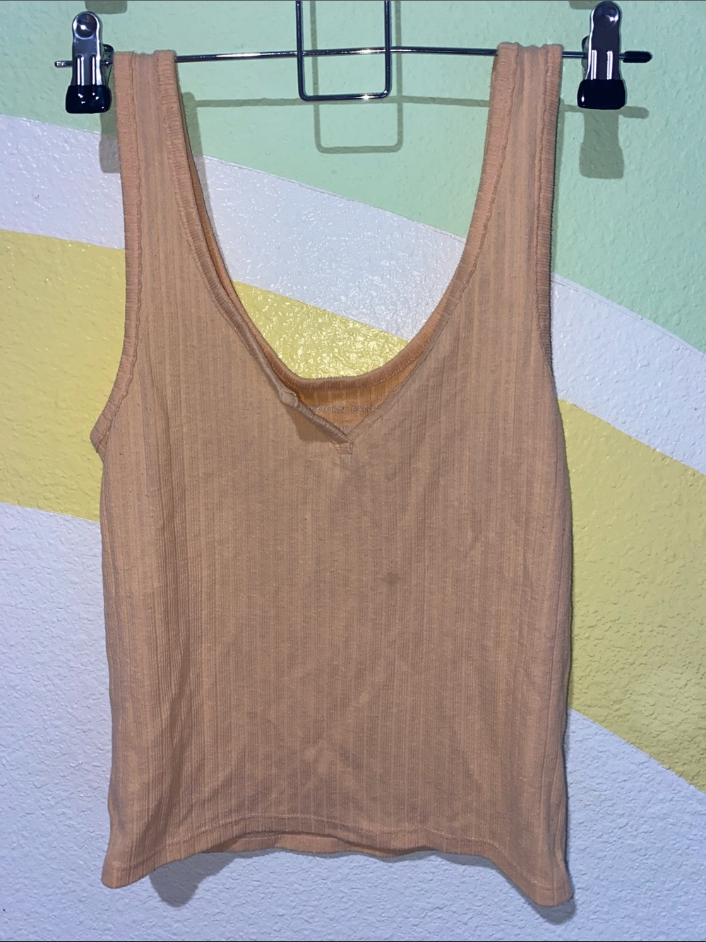 American Eagle Outfitters Peach Ribbed V-Neck Tank